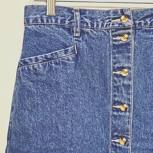 Eddie Bauer button front vintage 90's denim skirt, Size 10 - Picture 2 of 6